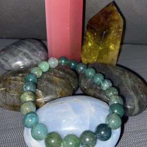 Genuine Moss Agate Crystal Bracelet